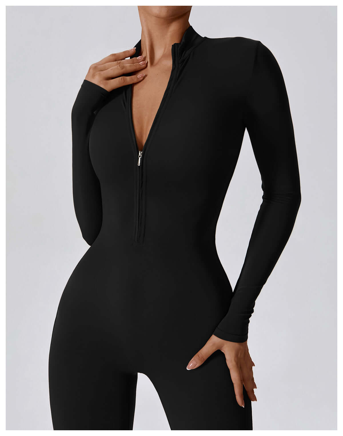 Jet Black Long Sleeve Jumpsuit