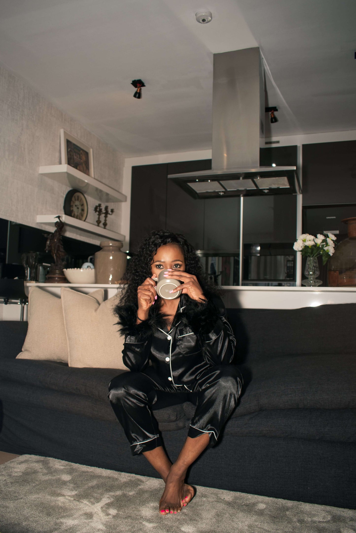 Black Feather Luxe Set