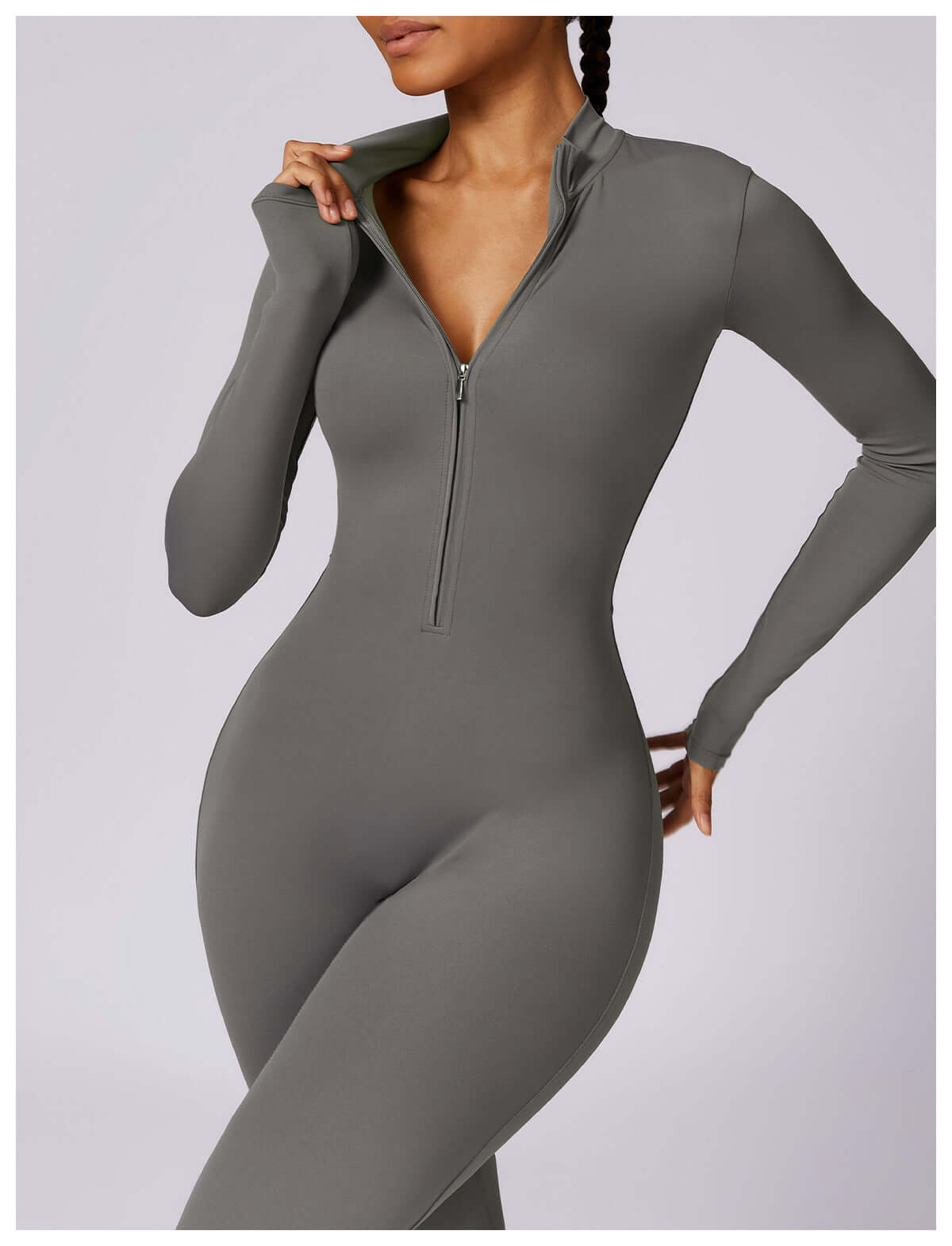 Grey Long Sleeve Jumpsuit