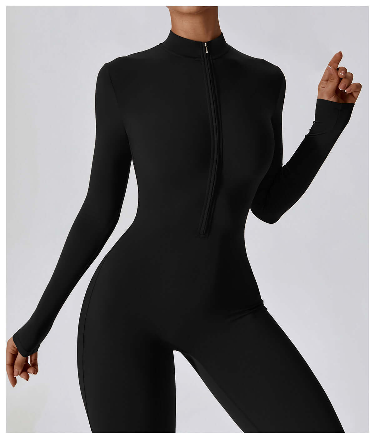 Jet Black Long Sleeve Jumpsuit