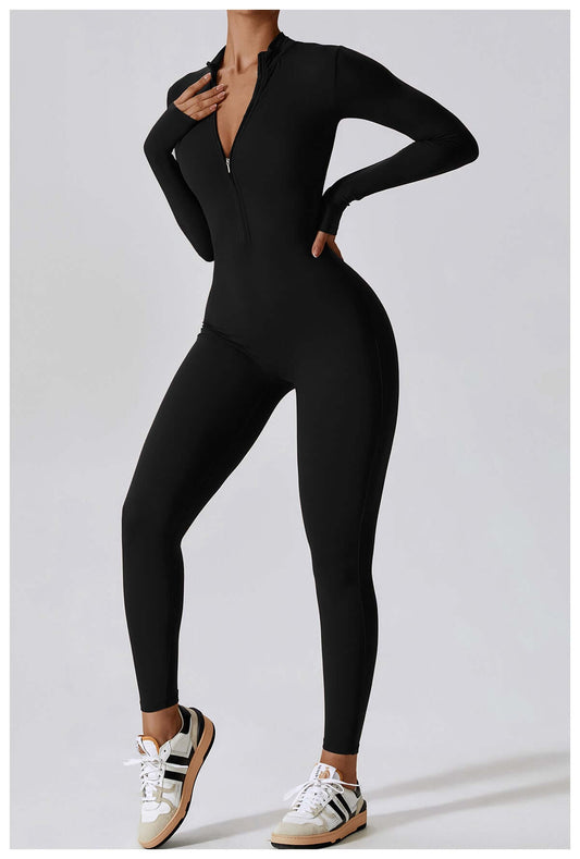 Jet Black Long Sleeve Jumpsuit