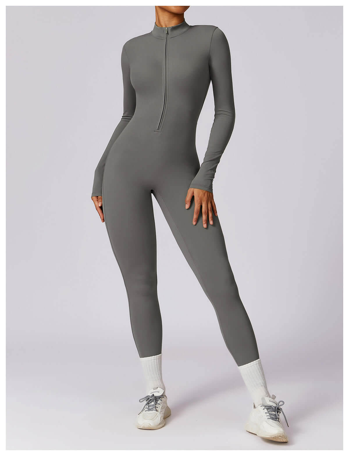 Grey Long Sleeve Jumpsuit